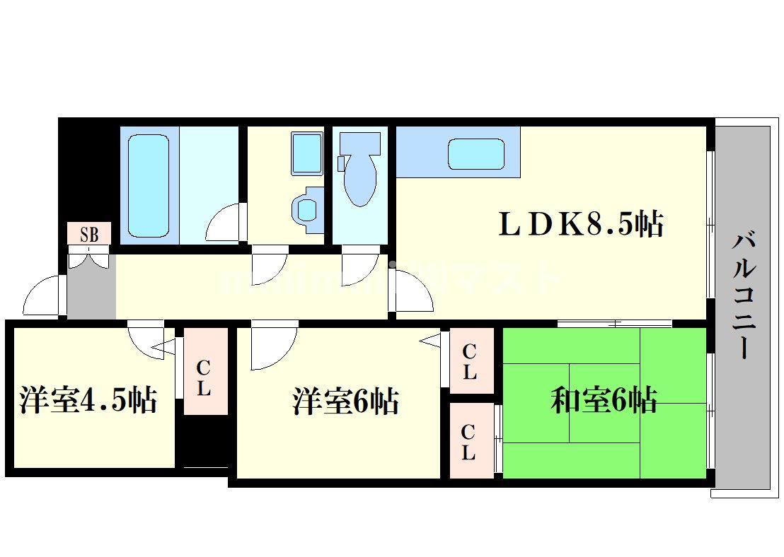 ドーム1番館(3LDK/6階)の間取り写真