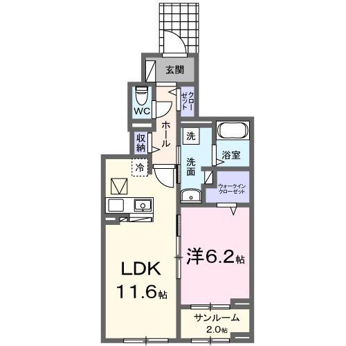 ロジュマンIII(1LDK/1階)の間取り写真