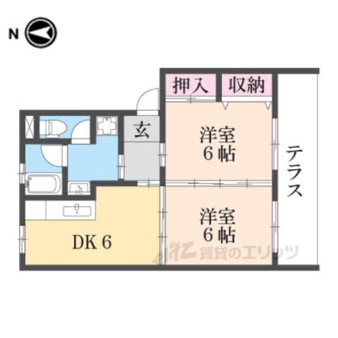 レーベンハイツ(2DK/1階)の間取り写真