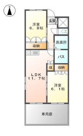 フェリーチェII(2LDK/2階)の間取り写真