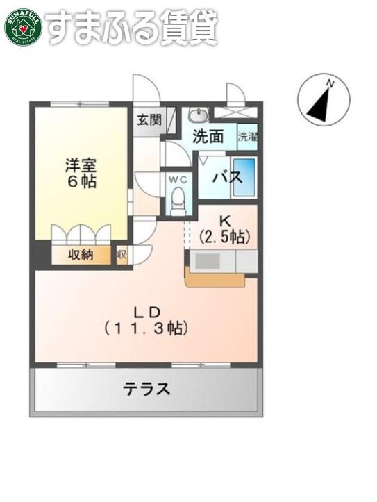 アーバンコートT.B棟(1LDK/1階)の間取り写真