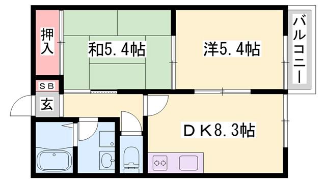 松本駅前ハイツ(2DK/2階)の間取り写真