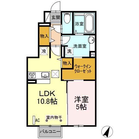 JR磐越東線 船引駅 バス乗車時間:10分 最寄りバス停で下車 徒歩5分 2階建 築9年(1LDK/1階)の間取り写真
