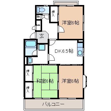 シベール二番館(3DK/4階)の間取り写真