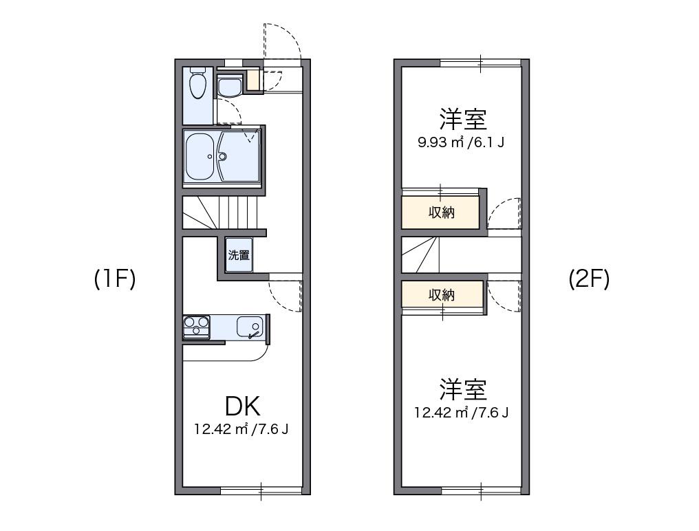 レオパレス東豊中(2DK/1階)の間取り写真
