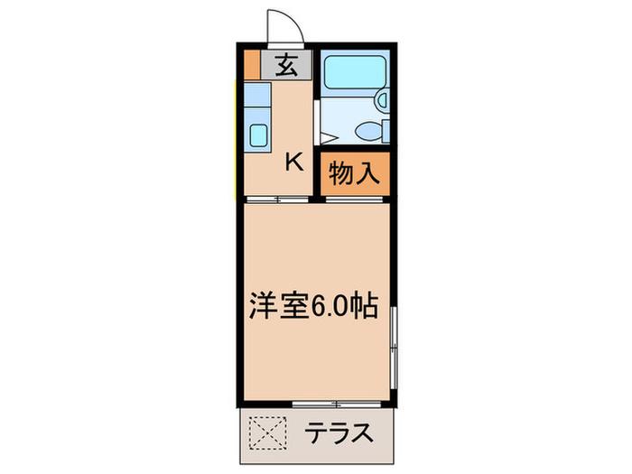 コーポカトレア(1K/1階)の間取り写真