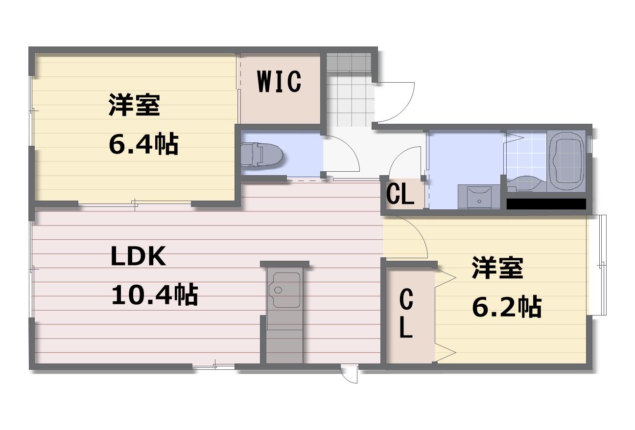 メゾン・グレース A棟(2LDK/2階)の間取り写真