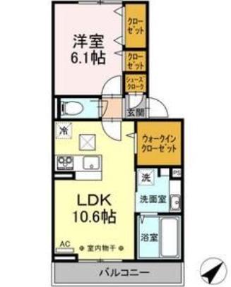 トリア テュラー(1LDK/1階)の間取り写真