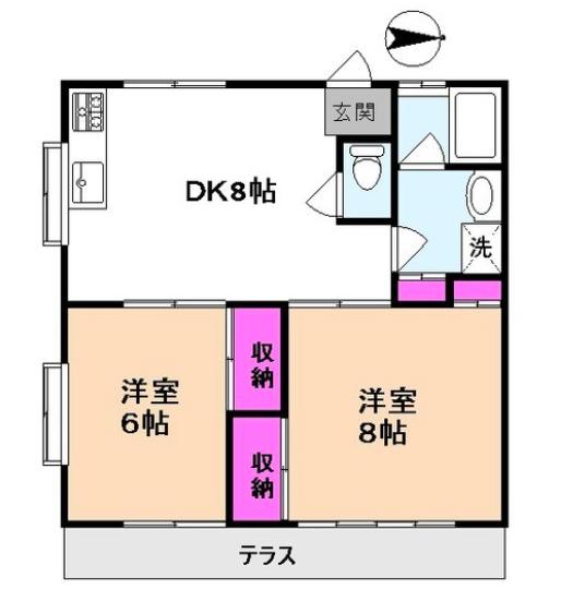 ガーデンハイツ(2DK/1階)の間取り写真