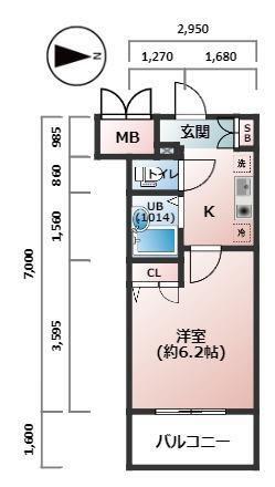 エスリード 京橋ステーションプラザ(1K/5階)の間取り写真