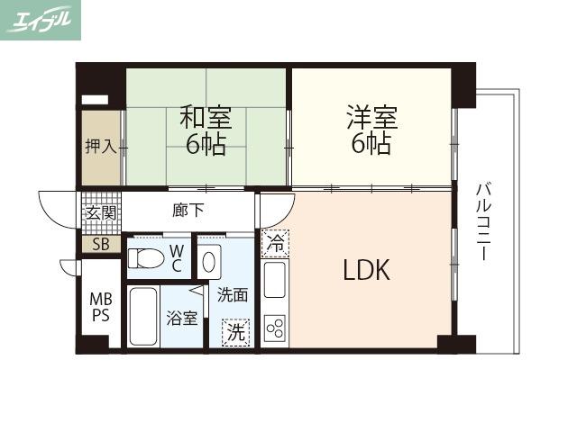 アンブシュール京橋(2LDK/7階)の間取り写真