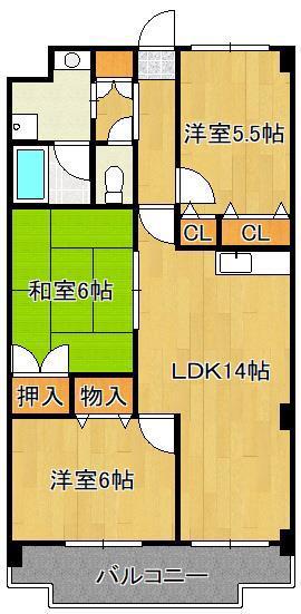 守恒センタービル(3LDK/1階)の間取り写真