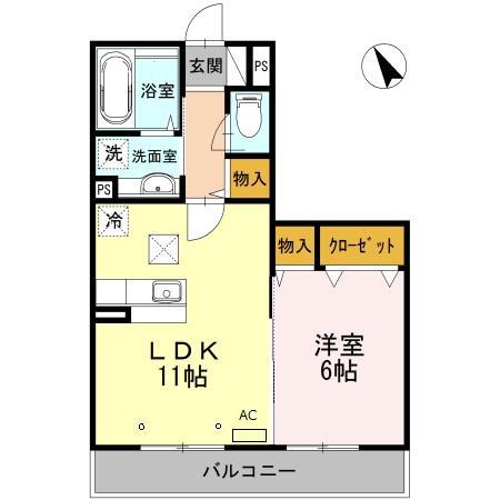 パークサイドレジデンス湘南(1LDK/1階)の間取り写真