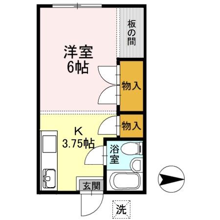 山岡ハイツ(1K/1階)の間取り写真