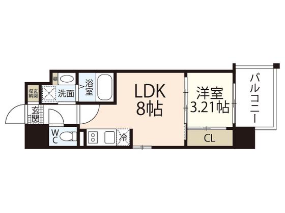 LIVECASA土橋(1LDK/13階)の間取り写真