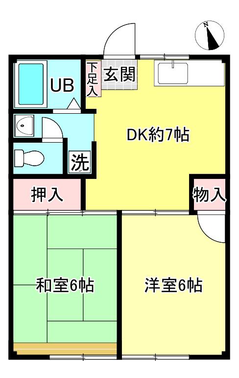 遠藤コーポ(2DK/1階)の間取り写真