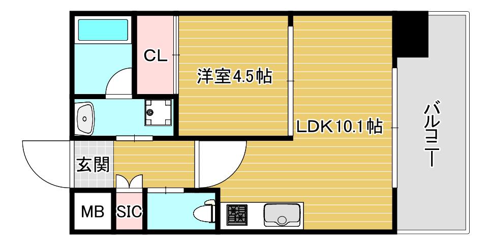 プレジオ阿波座(1LDK/8階)の間取り写真
