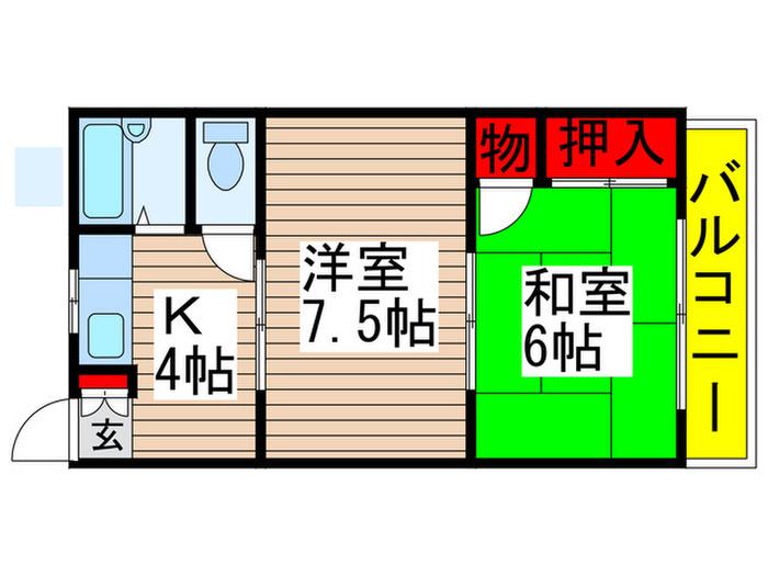 イイノハイツB棟(2K/1階)の間取り写真