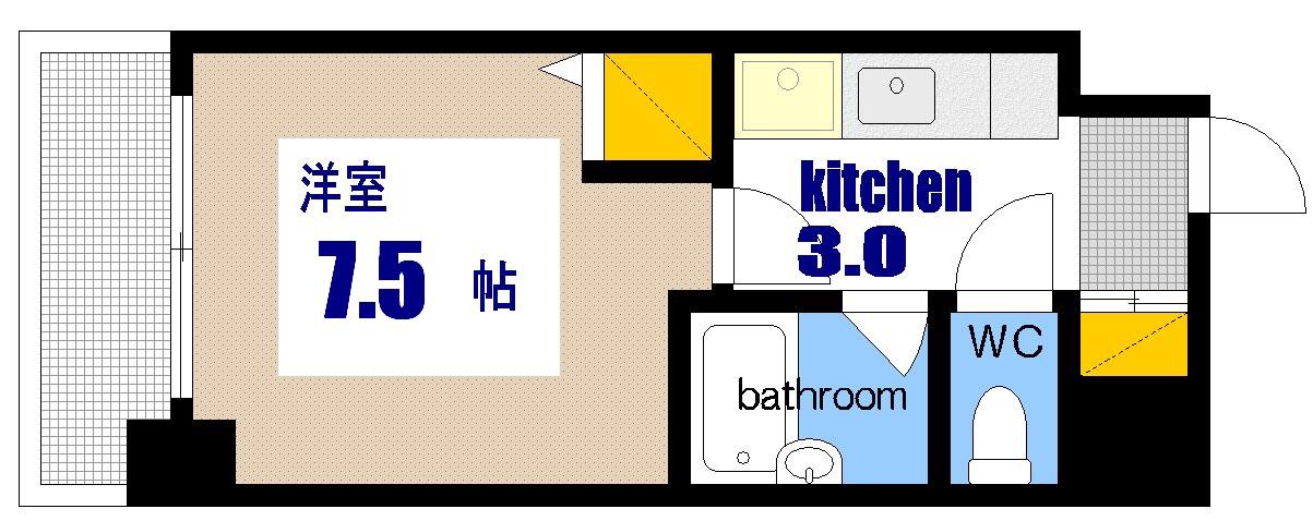 第2片山ビル(1K/4階)の間取り写真