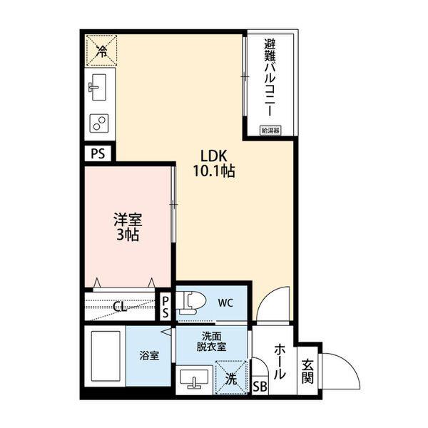 GRANDBLUE DOTOKUSHIMMACHII(1LDK/1階)の間取り写真