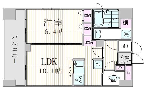 エスジーコート三ノ輪(1LDK/9階)の間取り写真