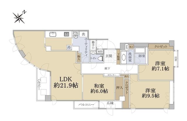 宮の森シティハウス(3LDK/3階)の間取り写真