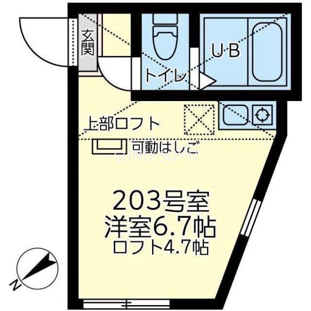 ユナイト星川ジョンポラニー(ワンルーム/2階)の間取り写真