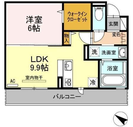ハコマルシェ(1LDK/2階)の間取り写真