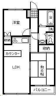 マウスフィールドⅤ(2LDK/7階)の間取り写真