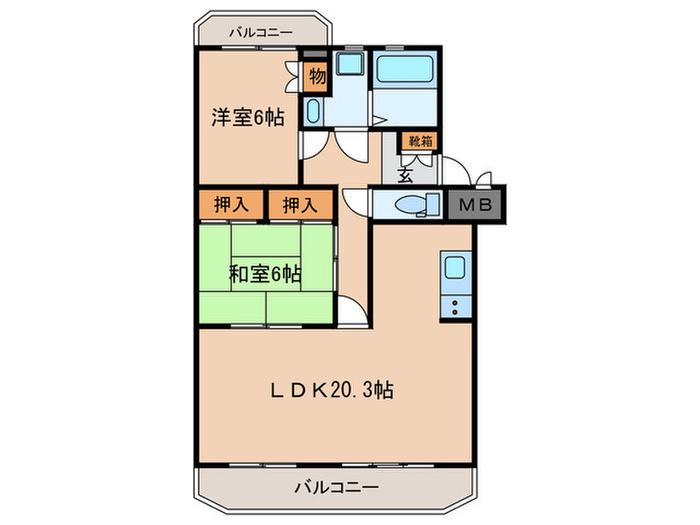 サニーコート庄名(2LDK/3階)の間取り写真