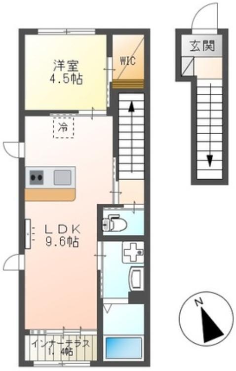 ハルセント(1LDK/2階)の間取り写真
