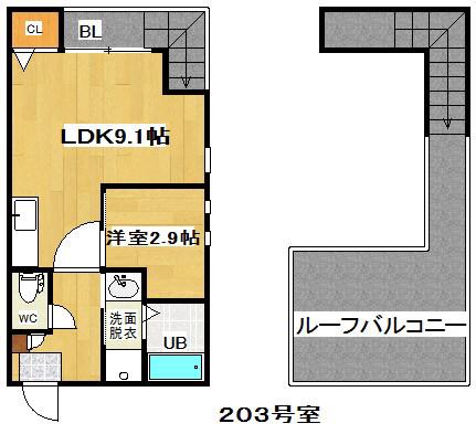 GRANDTIC THE PRESTON(1LDK/2階)の間取り写真