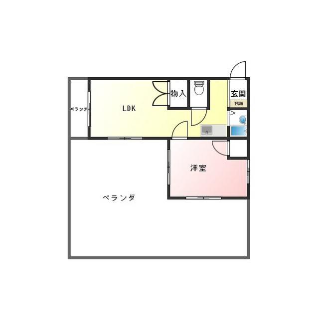 ヴィラ寿(1LDK/4階)の間取り写真