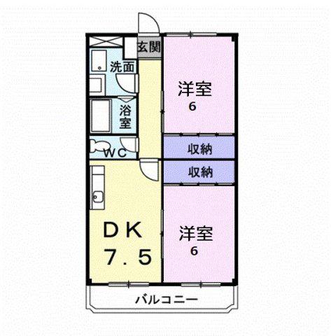 レジデンスマツバラ(2DK/2階)の間取り写真