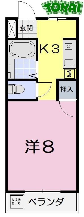 ドーミトーリィDOI(1K/1階)の間取り写真