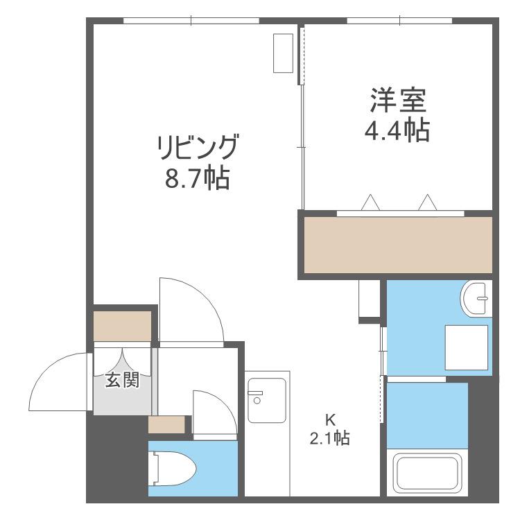 ラフレーズ発寒(1LDK/1階)の間取り写真