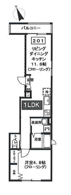 シエロブルー(1LDK/2階)の間取り写真