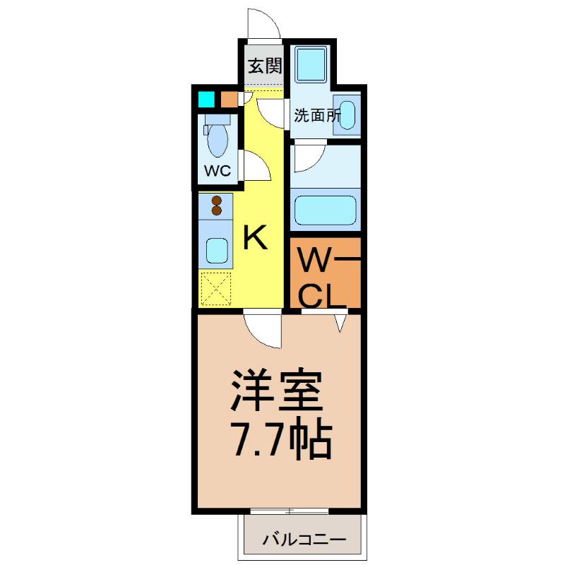 ソレアード(1K/4階)の間取り写真