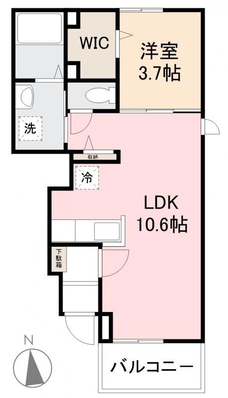 ラ・ベレッツァIIA・B(1LDK/1階)の間取り写真