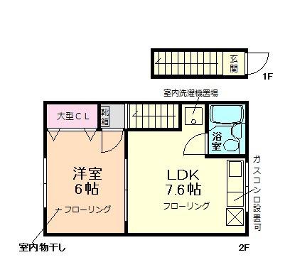 シャトー岡村 A棟(1LDK/1階)の間取り写真