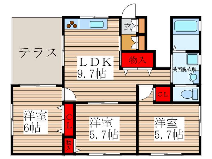 パークY(3LDK/1階)の間取り写真