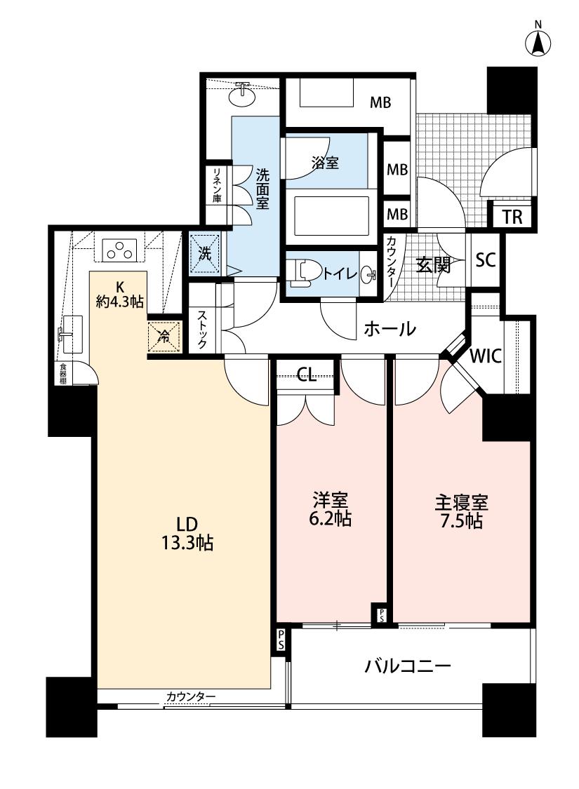 シティタワー四谷(2LDK/3階)の間取り写真