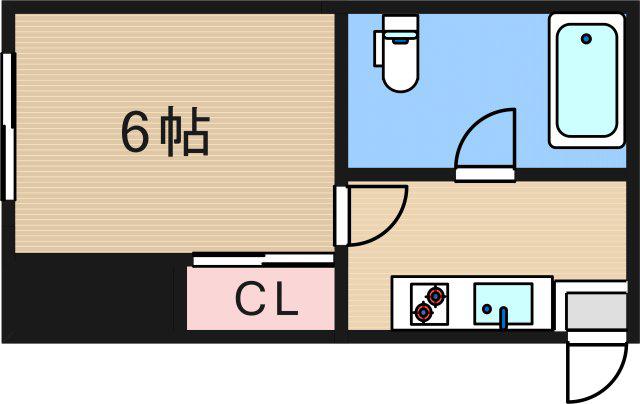 コモド天下茶屋(1K/1階)の間取り写真