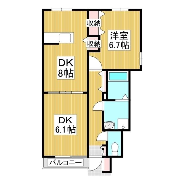 ソレーユE(2DK/1階)の間取り写真
