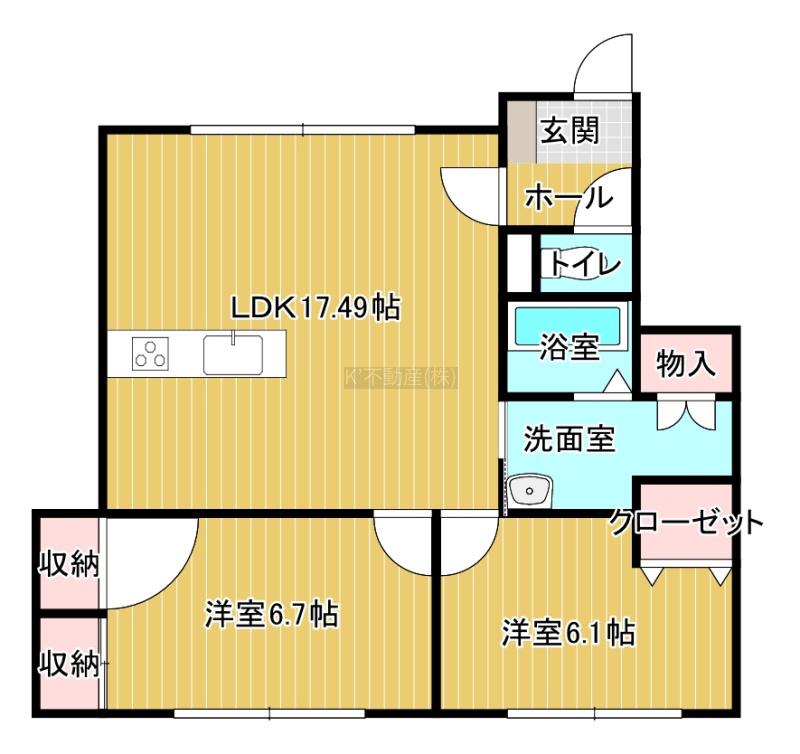 汐見町アパート(2LDK/1階)の間取り写真