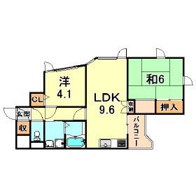 レオグランデ甲南山手(2LDK/2階)の間取り写真