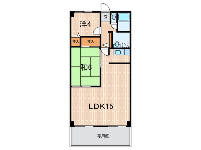ロイヤルヒル2番館(2LDK/1階)の間取り写真