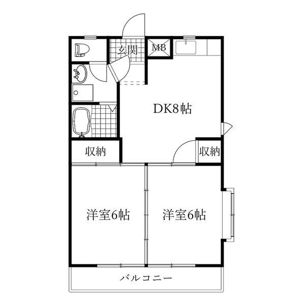 シャンポール高畑(2DK/3階)の間取り写真
