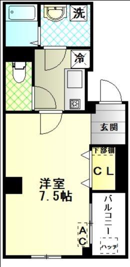 CHATEAU L ARBRE VERT(1K/3階)の間取り写真