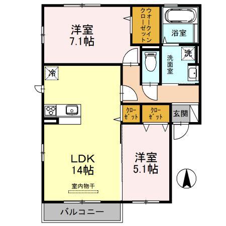 メゾンベール(2LDK/2階)の間取り写真